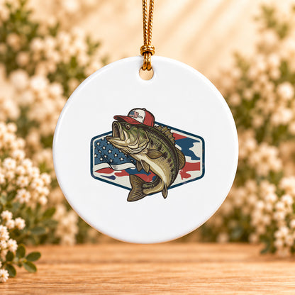 Patriotic Bass — Round Ceramic Ornament