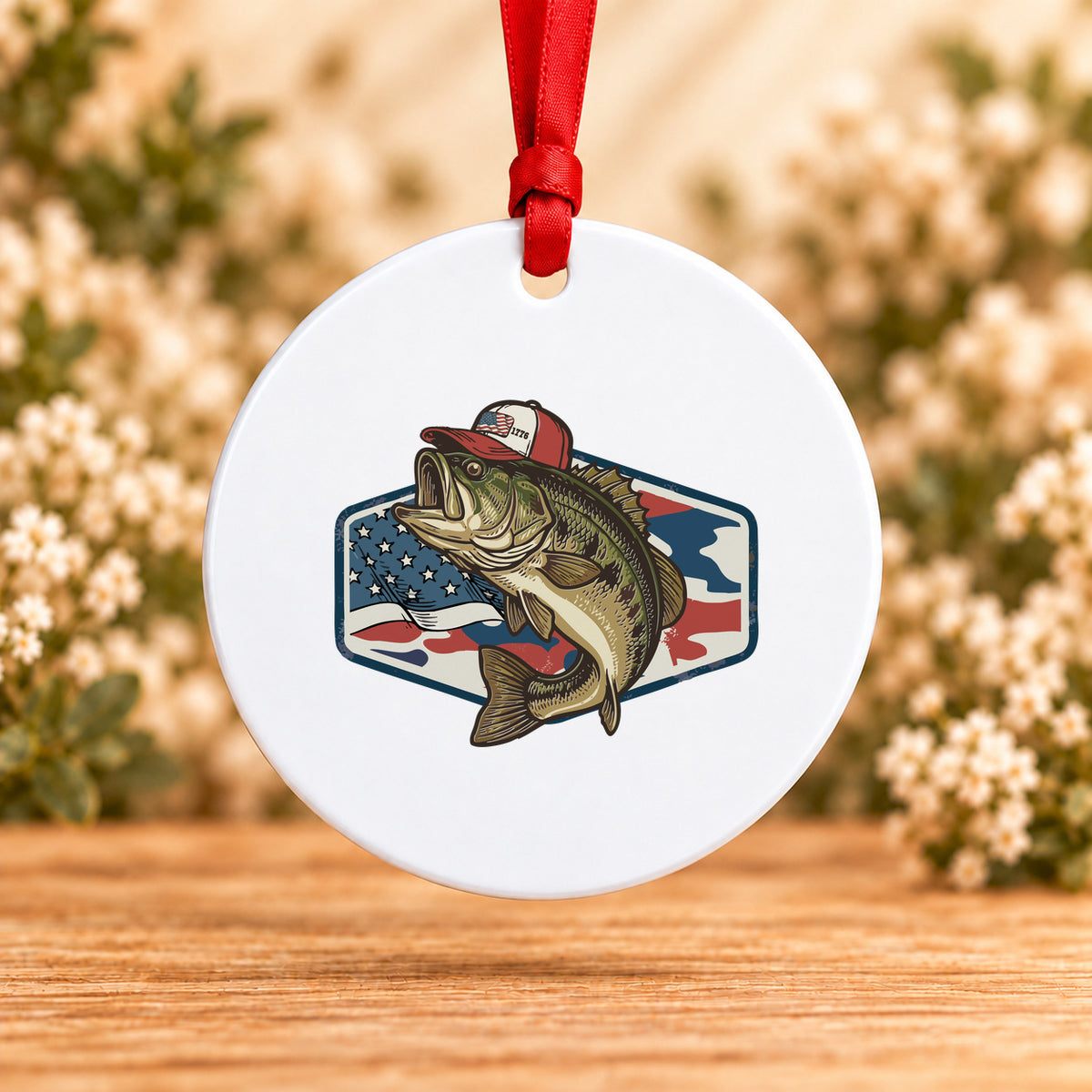 Patriotic Bass — Round Metal Ornament