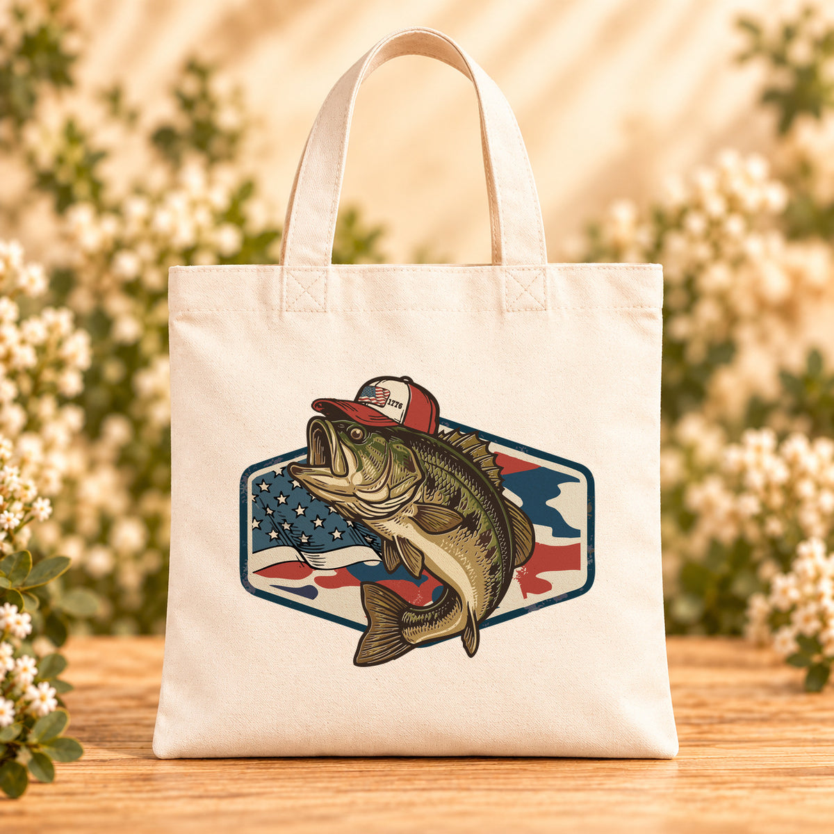 Patriotic Bass — Beige Canvas Tote Bag