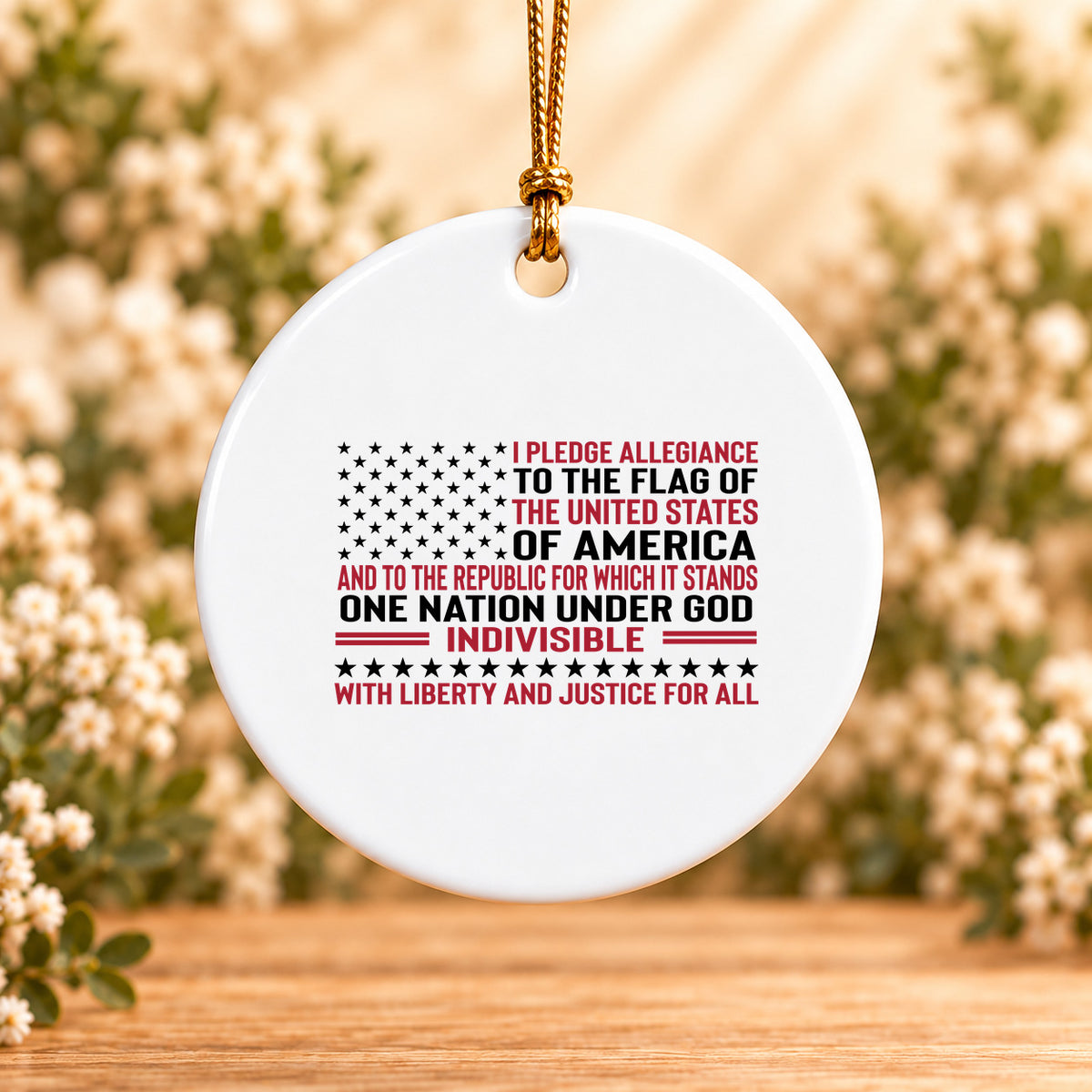 Pledge of Allegiance — Round Ceramic Ornament