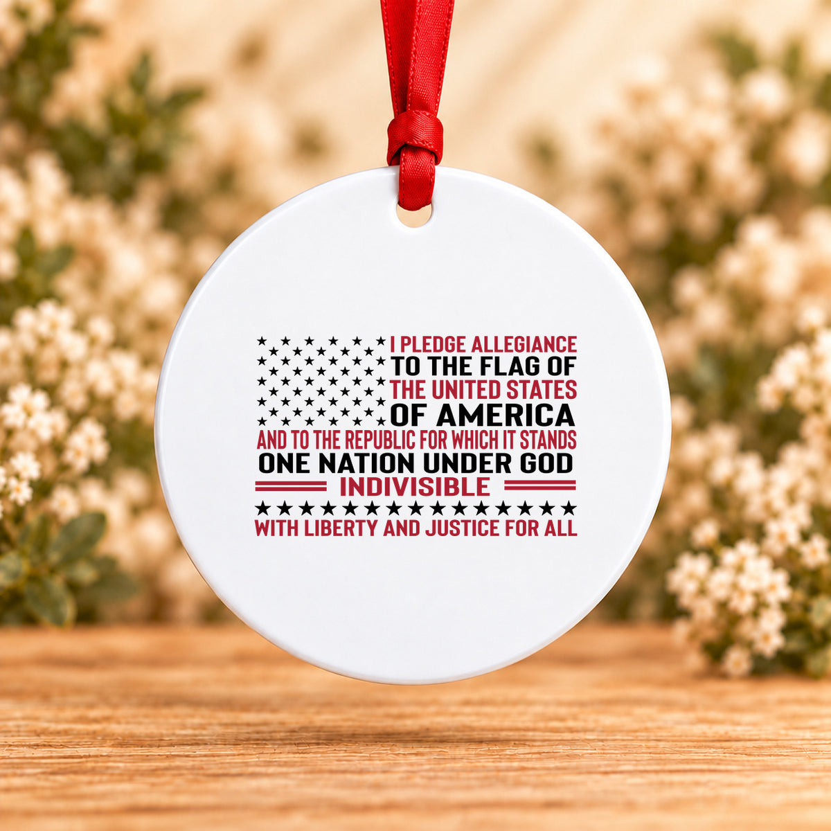 Pledge of Allegiance — Round Metal Ornament