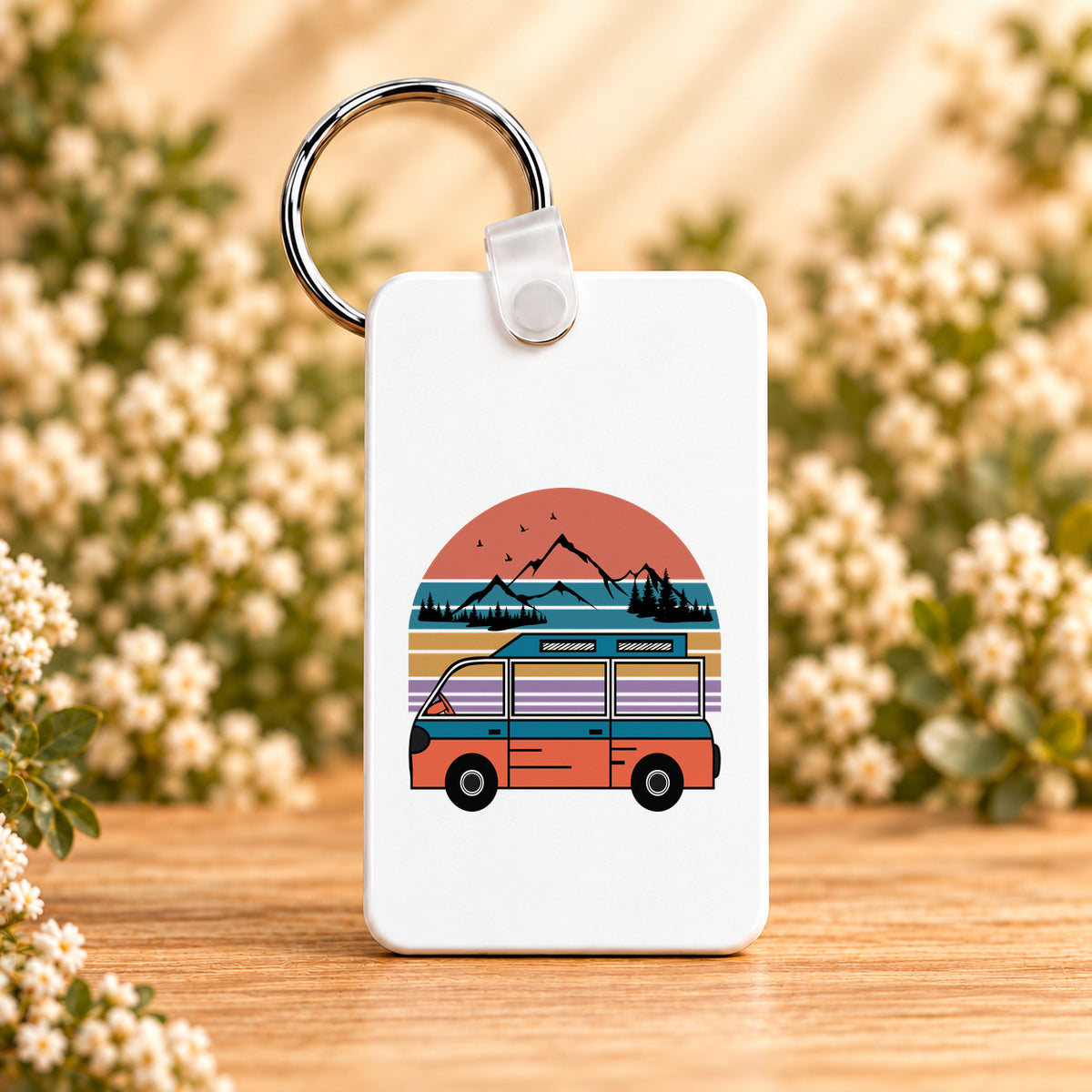 Retro Adventure Van — Rectangle Keychain