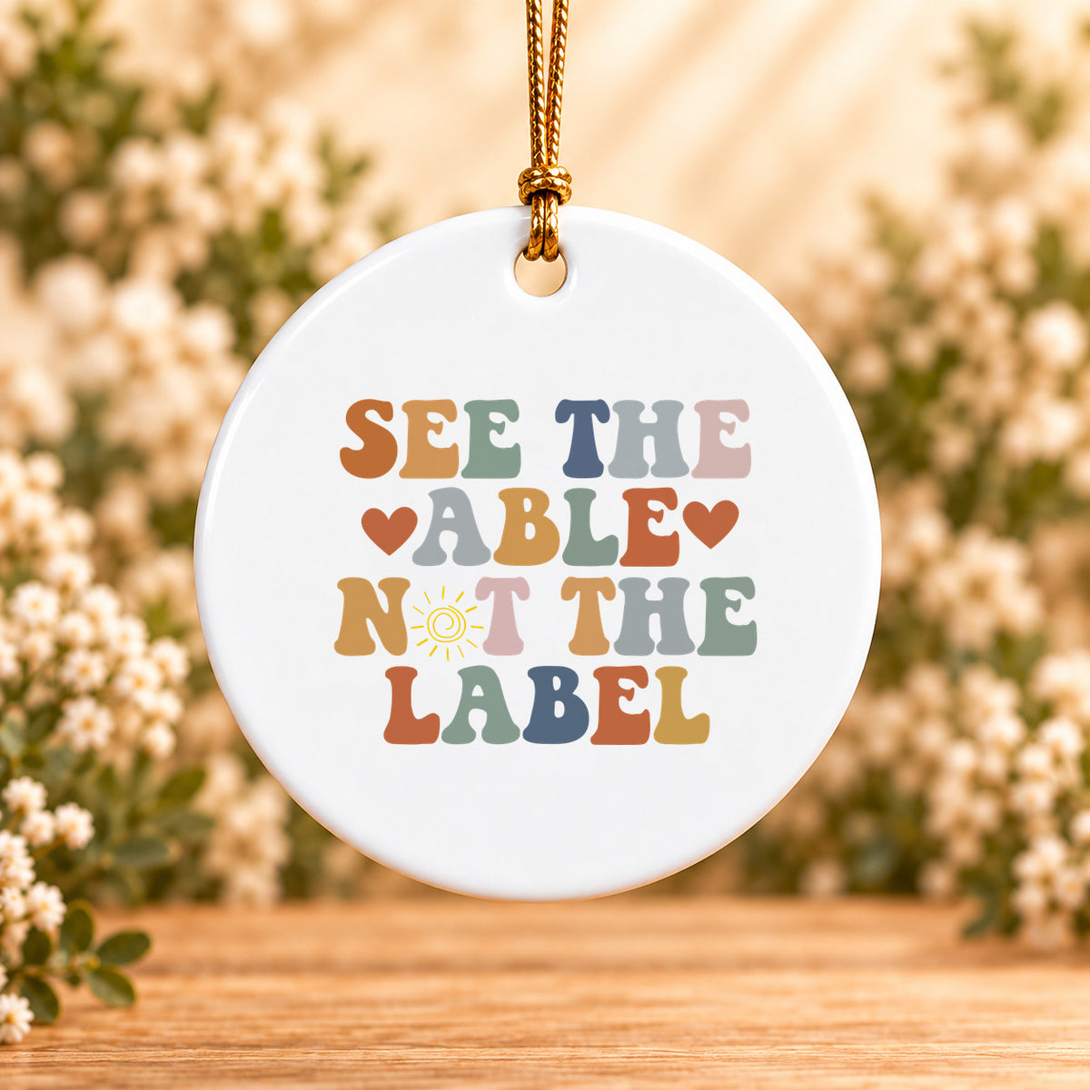 See the Able Not the Label — Round Ceramic Ornament