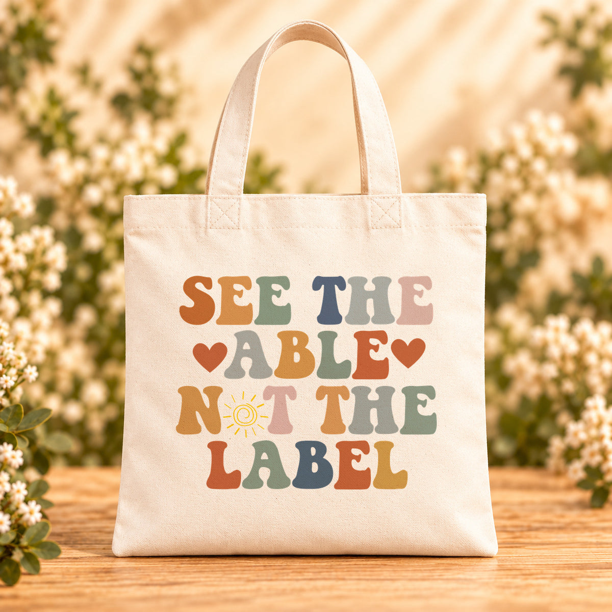 See the Able Not the Label — Beige Canvas Tote Bag