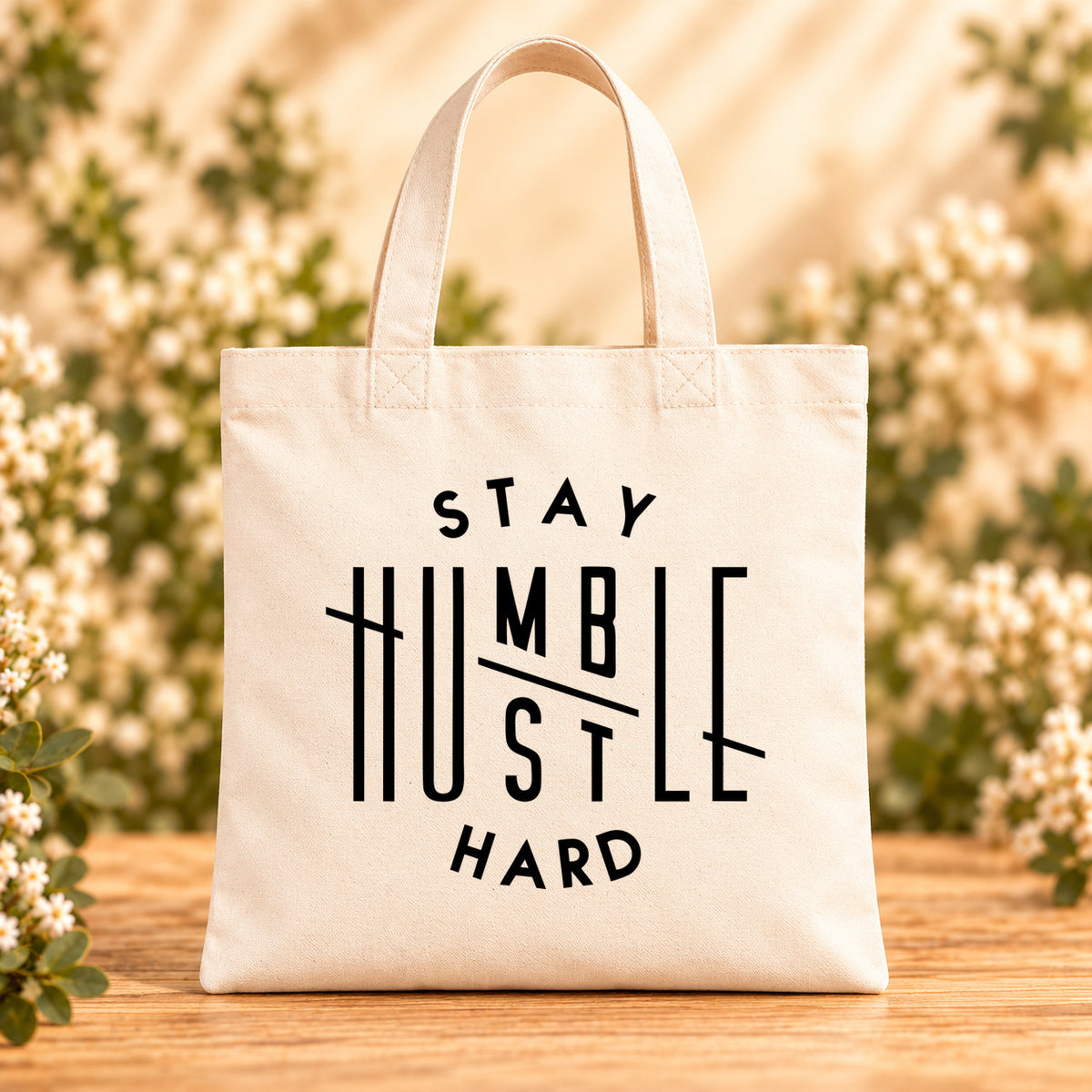 Stay Humble Hustle Hard — Beige Canvas Tote Bag