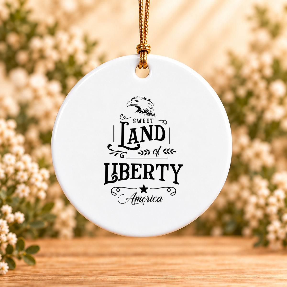 Sweet Land of Liberty — Round Ceramic Ornament