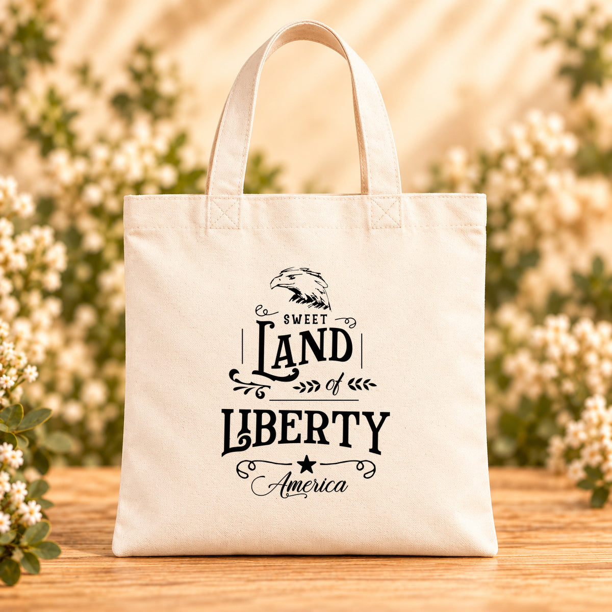 Sweet Land of Liberty — Beige Canvas Tote Bag