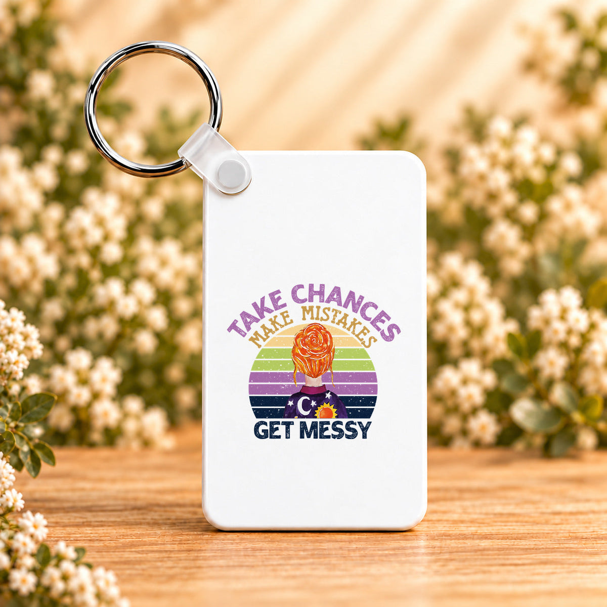 Take Chances Make Mistakes Get Messy Retro — Rectangle Keychain