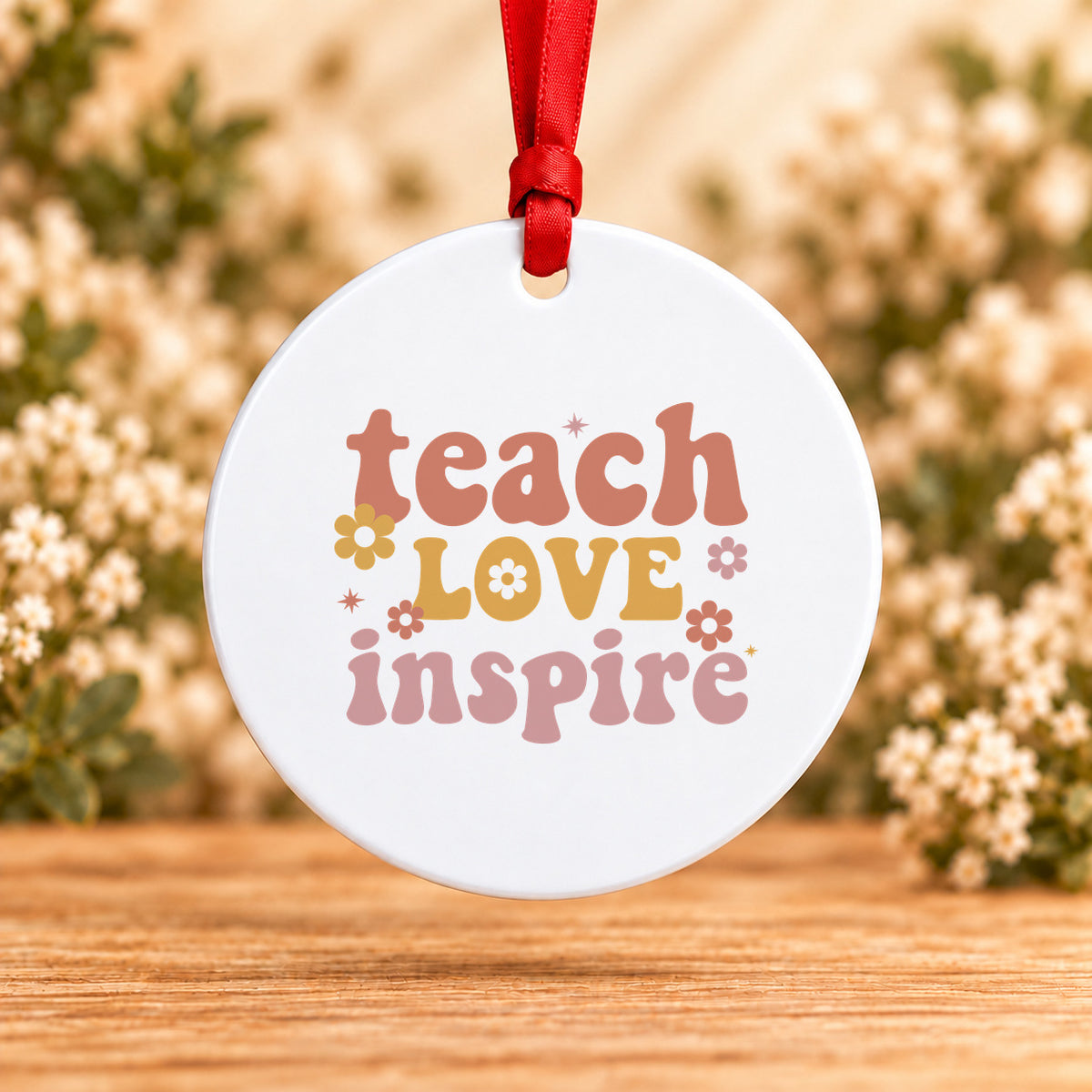 Teach Love Inspire — Round Metal Ornament