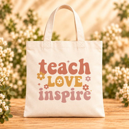 Teach Love Inspire — Beige Canvas Tote Bag