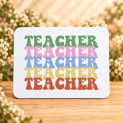 Teacher Retro Rainbow — Rectangular Mouse Pad