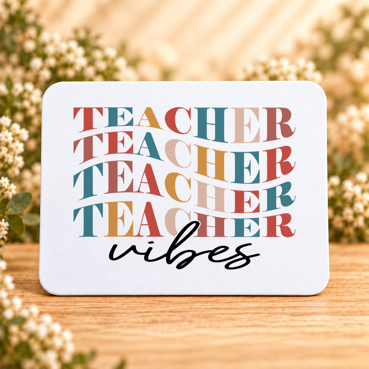 Teacher Vibes Retro Typography — Rectangular Mouse Pad