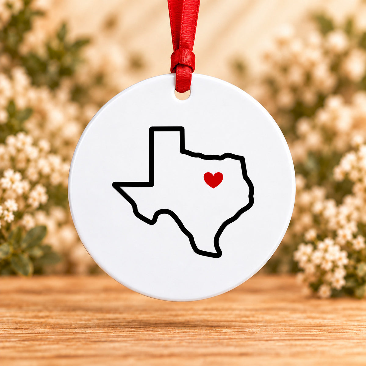 Texas Heart Dallas — Round Metal Ornament