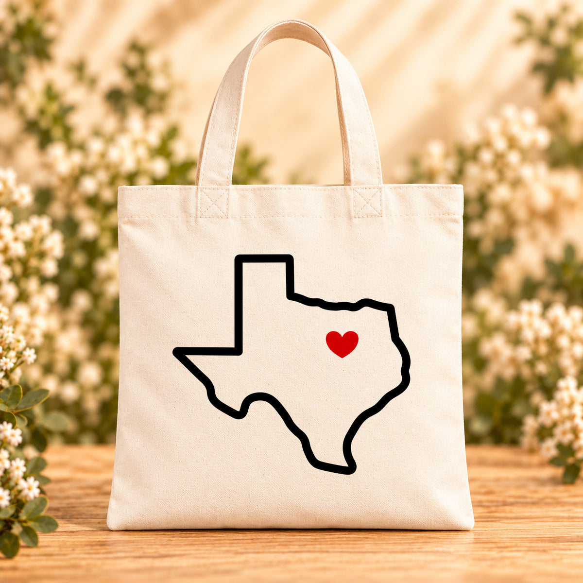 Texas Heart Dallas — Beige Canvas Tote Bag