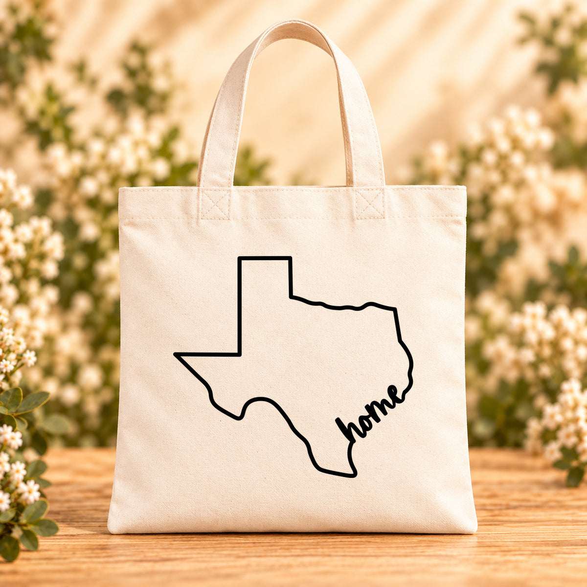 Texas Home — Beige Canvas Tote Bag