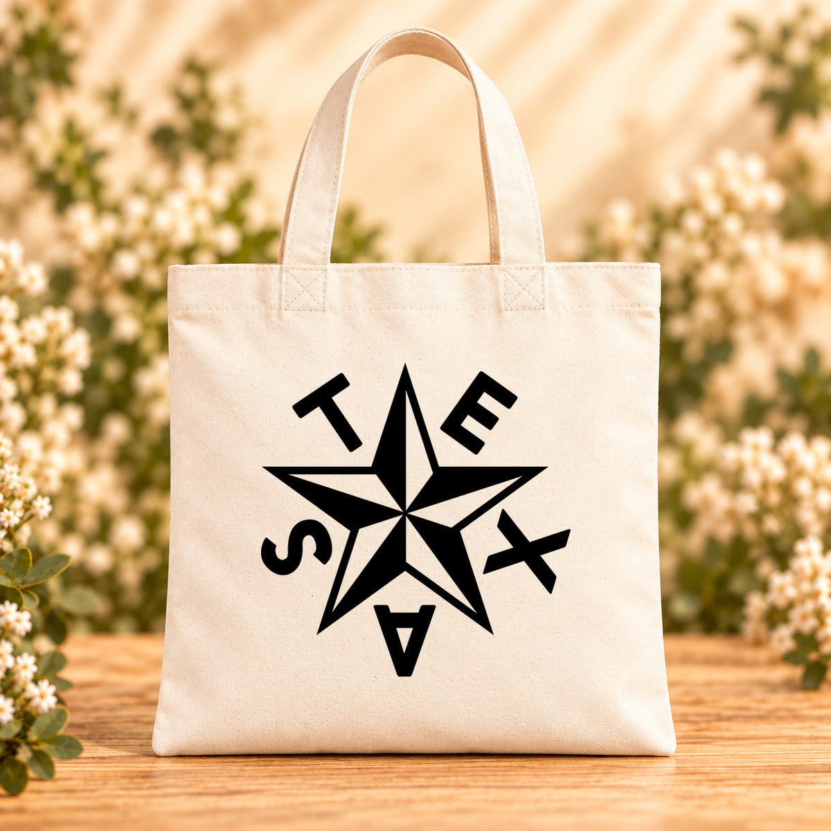 Texas Star — Beige Canvas Tote Bag