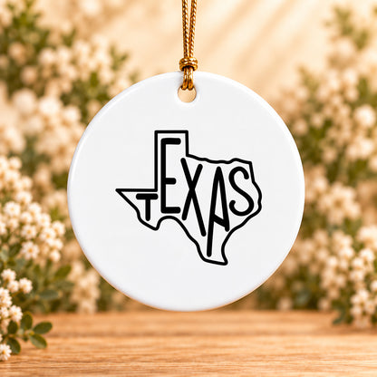 Texas State Outline — Round Ceramic Ornament