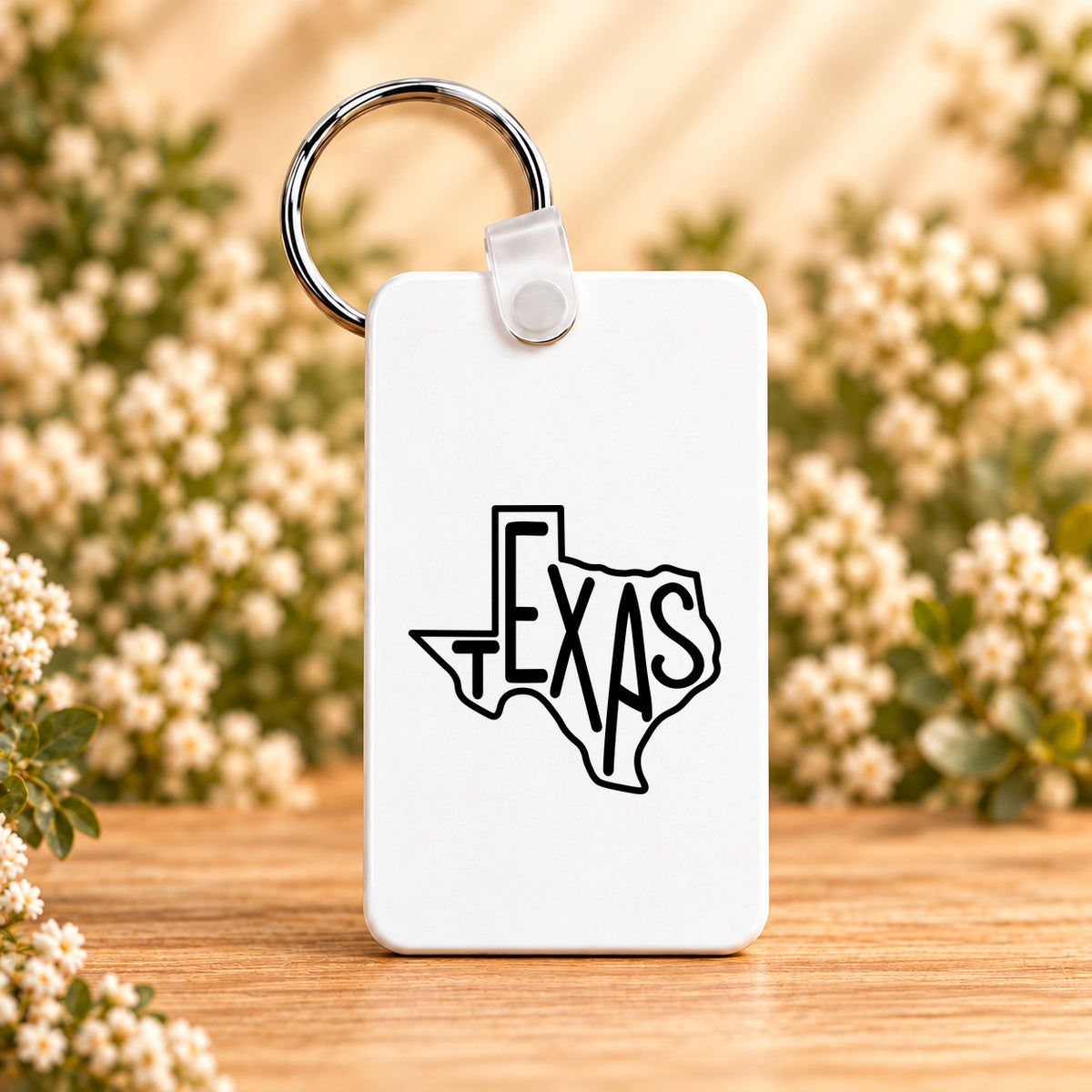 Texas State Outline — Rectangle Keychain