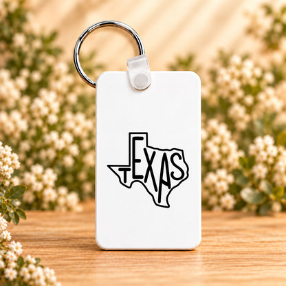 Texas State Outline — Rectangle Keychain