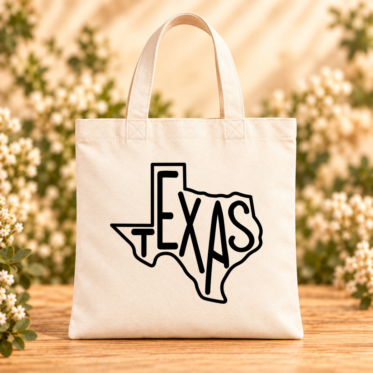 Texas State Outline — Beige Canvas Tote Bag