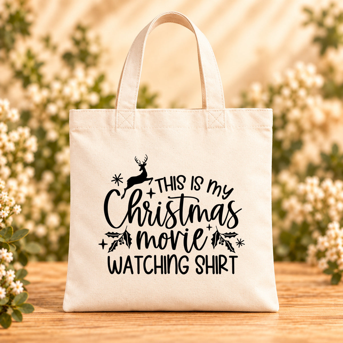 This Is My Christmas Movie Watching — Beige Canvas Tote Bag