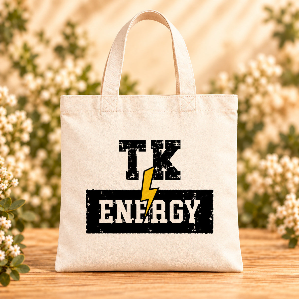 TK Energy — Beige Canvas Tote Bag