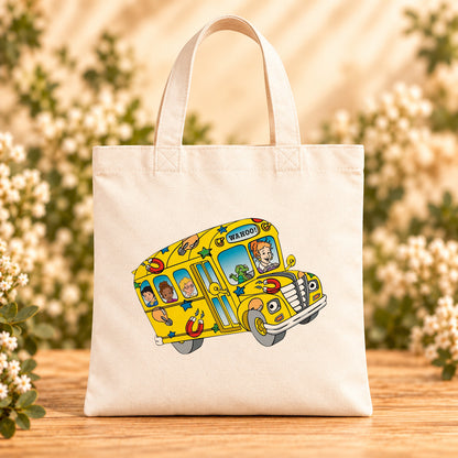 Wahoo School Bus — Beige Canvas Tote Bag