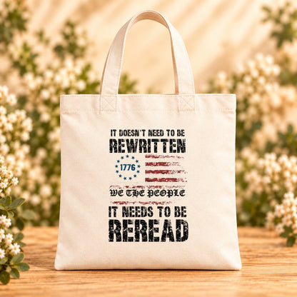 We the People It Needs to Be Reread — Beige Canvas Tote Bag