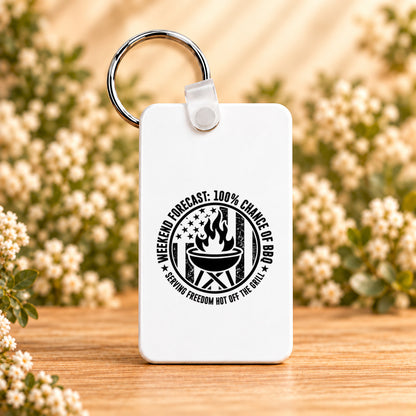 Weekend Forecast: 100% Chance of BBQ — Rectangle Keychain