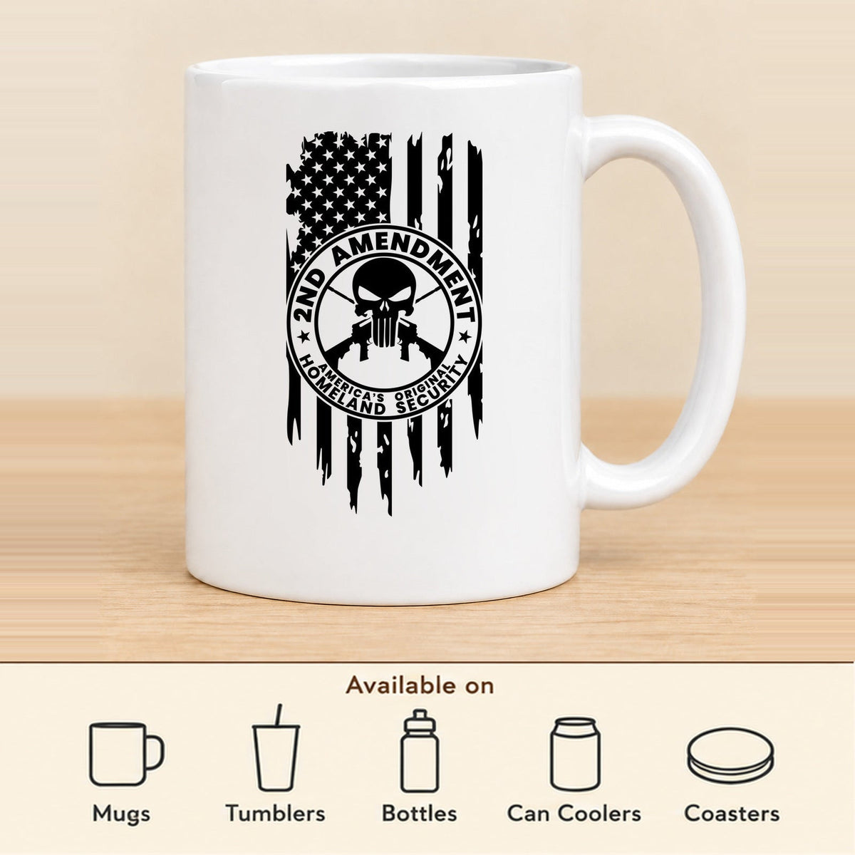 One Nation Under God Second Amendment — 11 oz Ceramic Mug featured; available on mugs, tumblers, bottles, can coolers and coasters