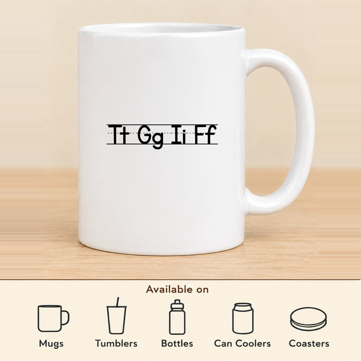 TGIF Teacher — 11 oz Ceramic Mug featured; available on mugs, tumblers, bottles, can coolers and coasters