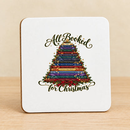 All Booked for Christmas — Square MDF Coaster