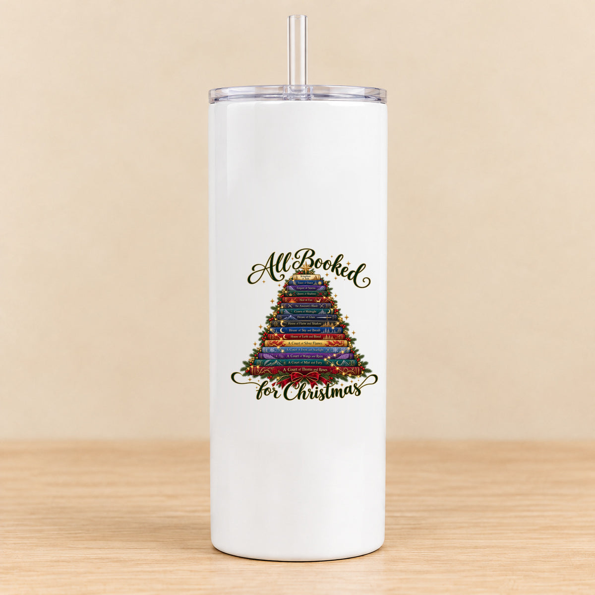 All Booked for Christmas — 20 oz Skinny Tumbler