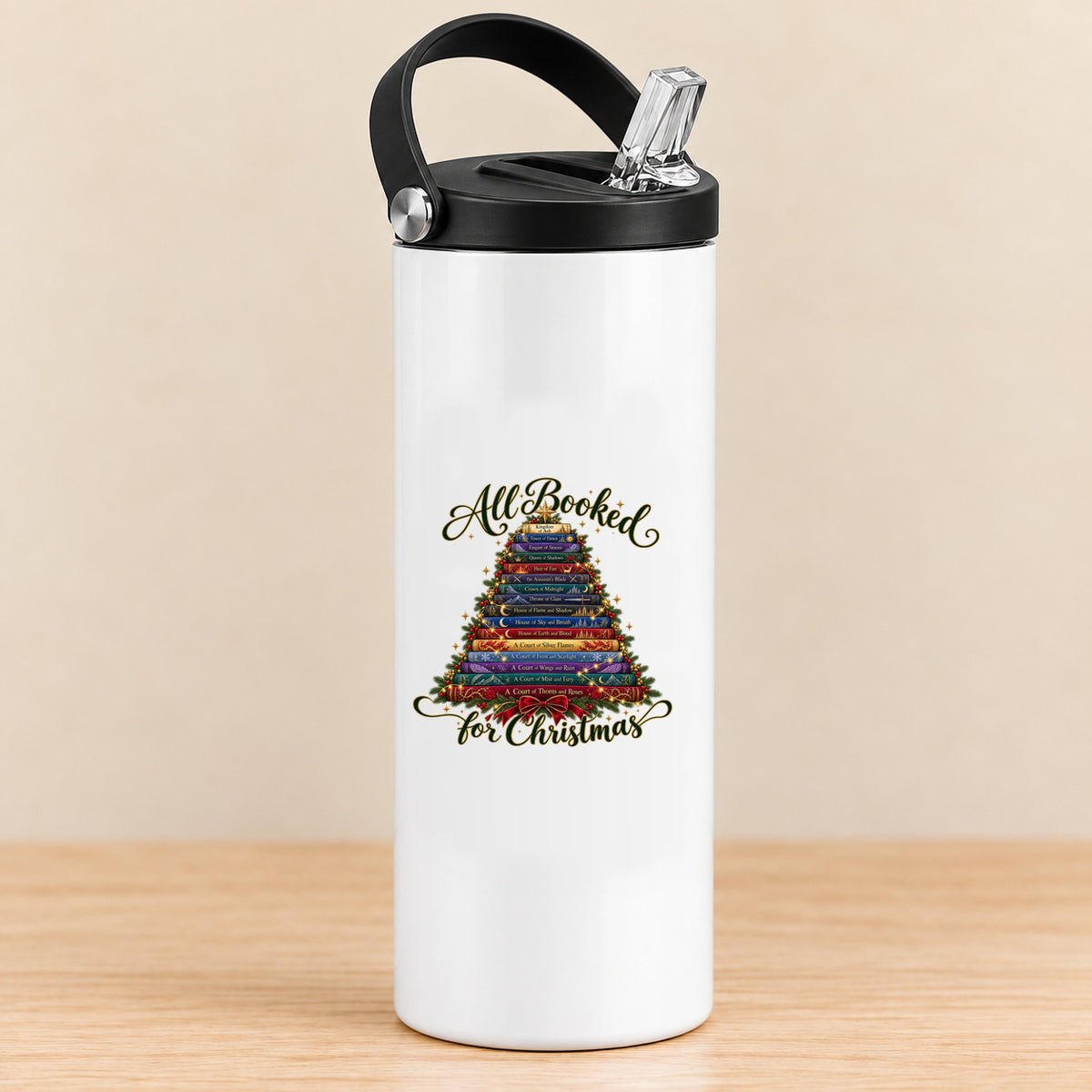 All Booked for Christmas — 20 oz Sports Bottle