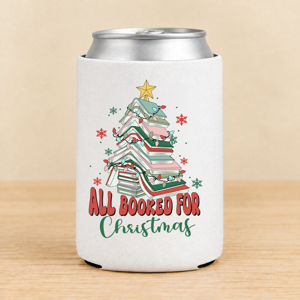 All Booked for Christmas — Regular Can Koozie