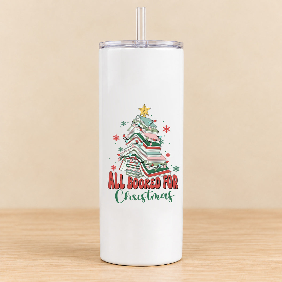 All Booked for Christmas — 20 oz Skinny Tumbler