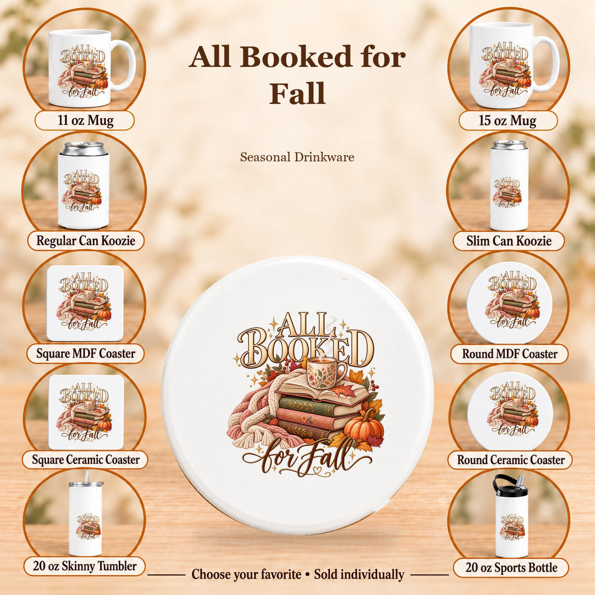 All Booked for Fall — All 10 drinkware options