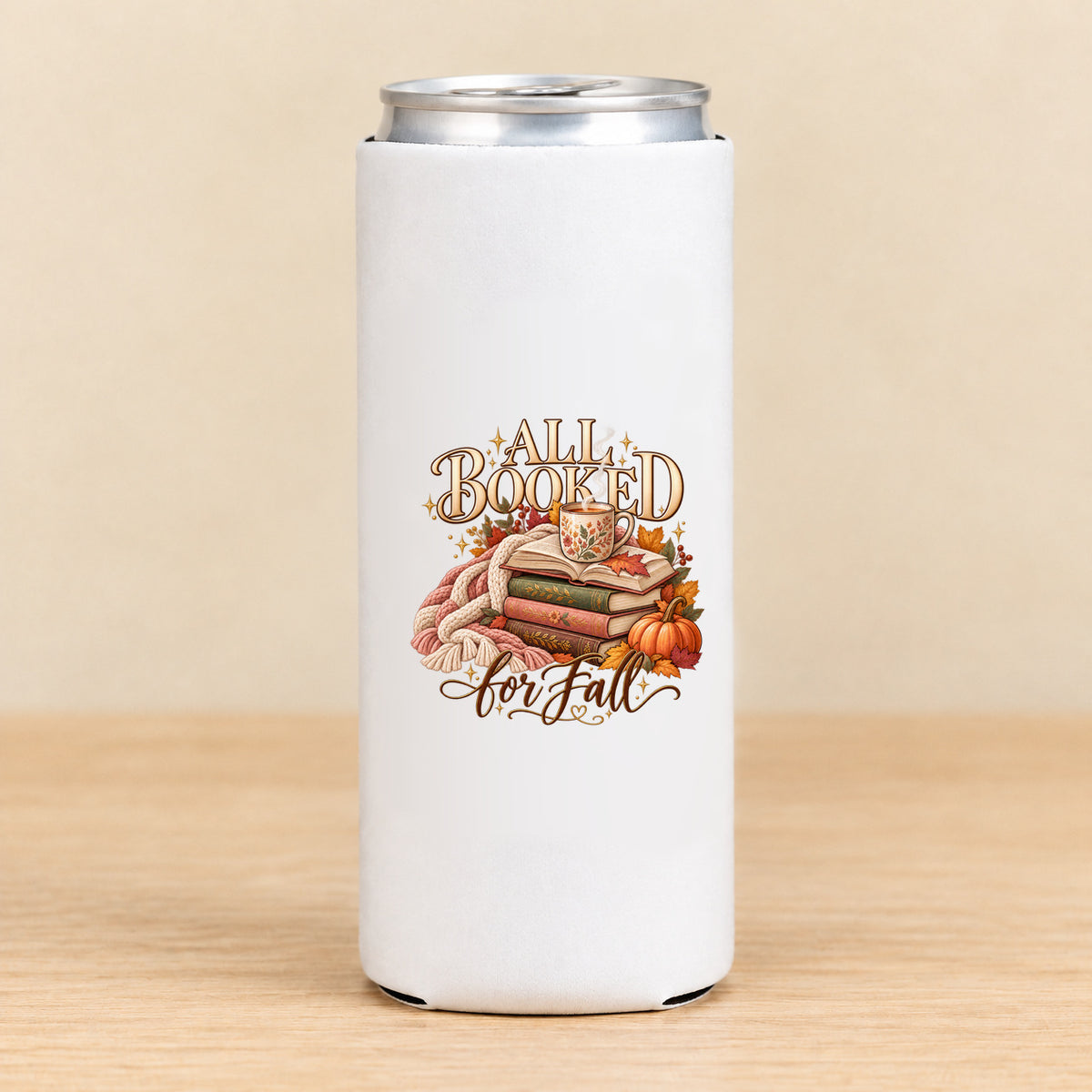 All Booked for Fall — Slim Can Koozie
