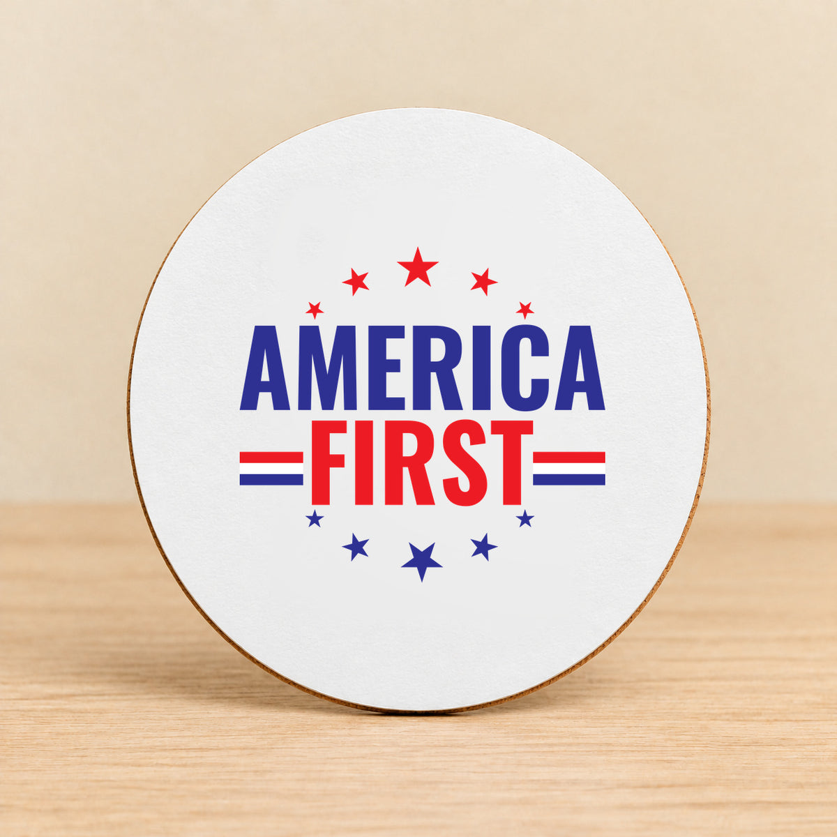 America First — Round MDF Coaster