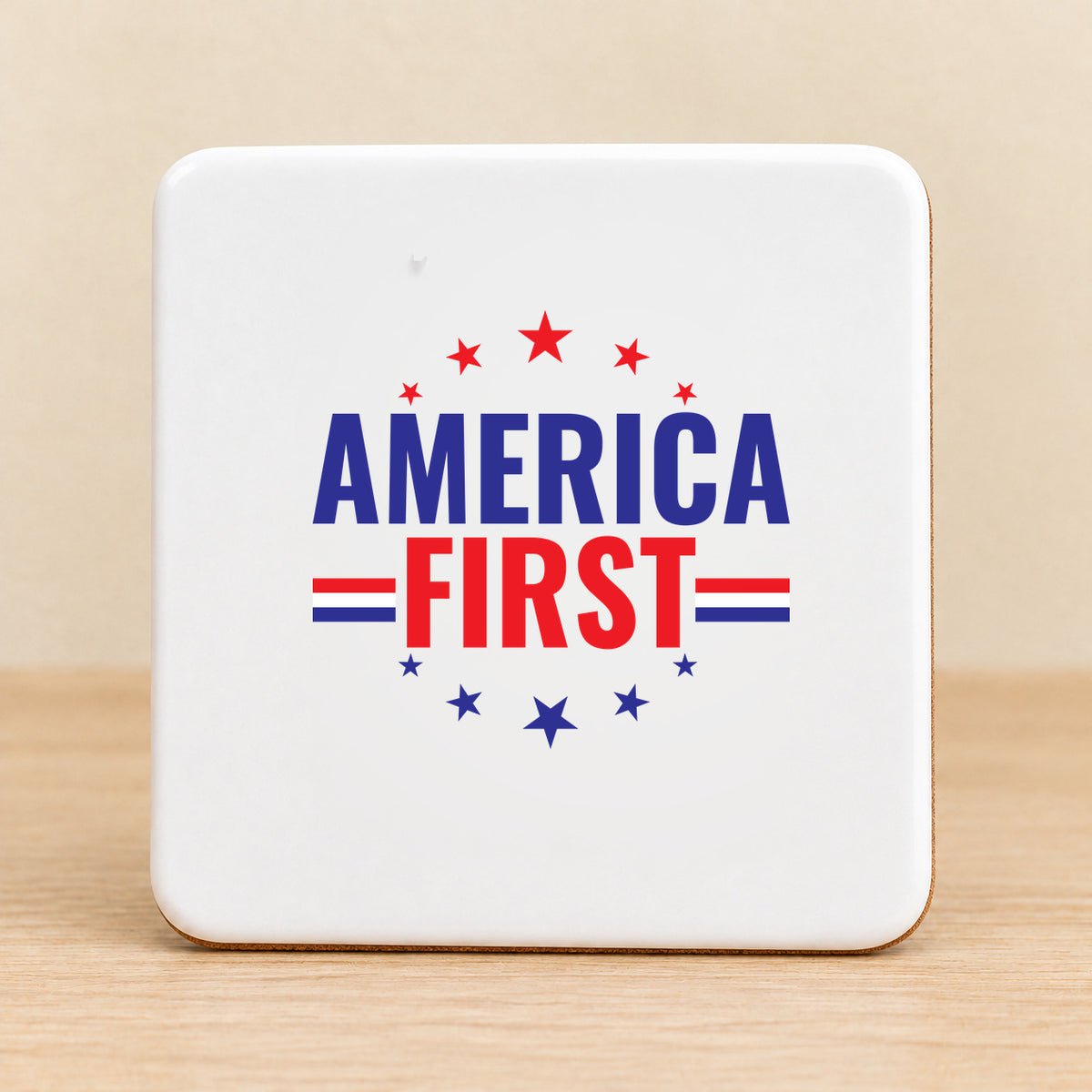 America First — Square Ceramic Coaster