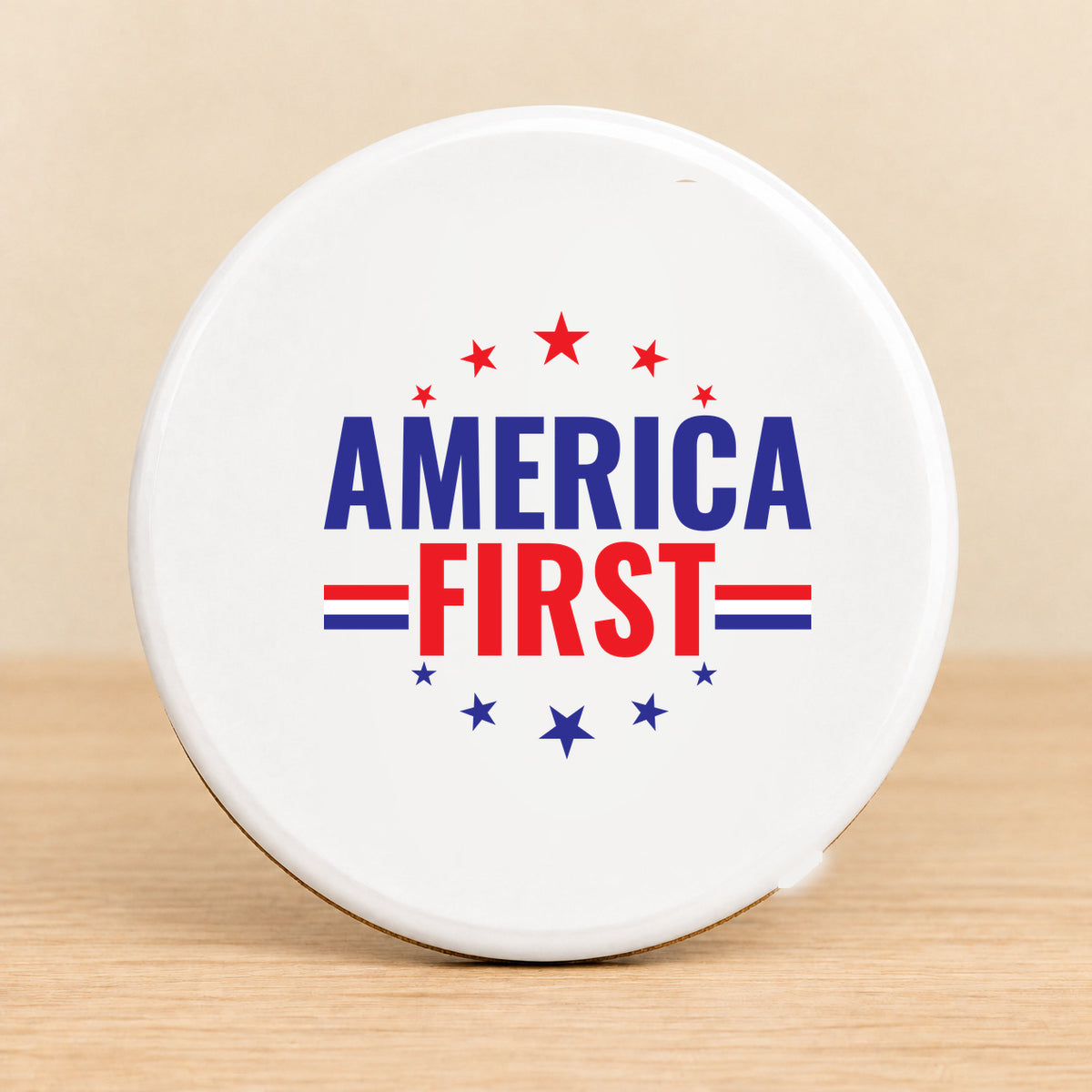 America First — Round Ceramic Coaster