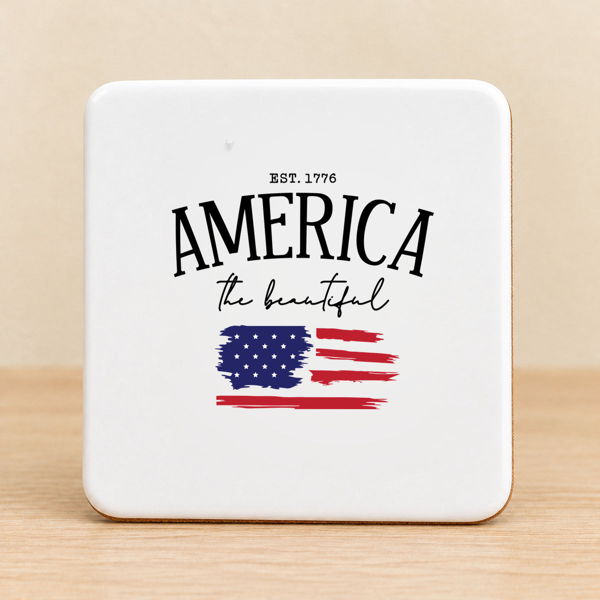 America the Beautiful — Square Ceramic Coaster