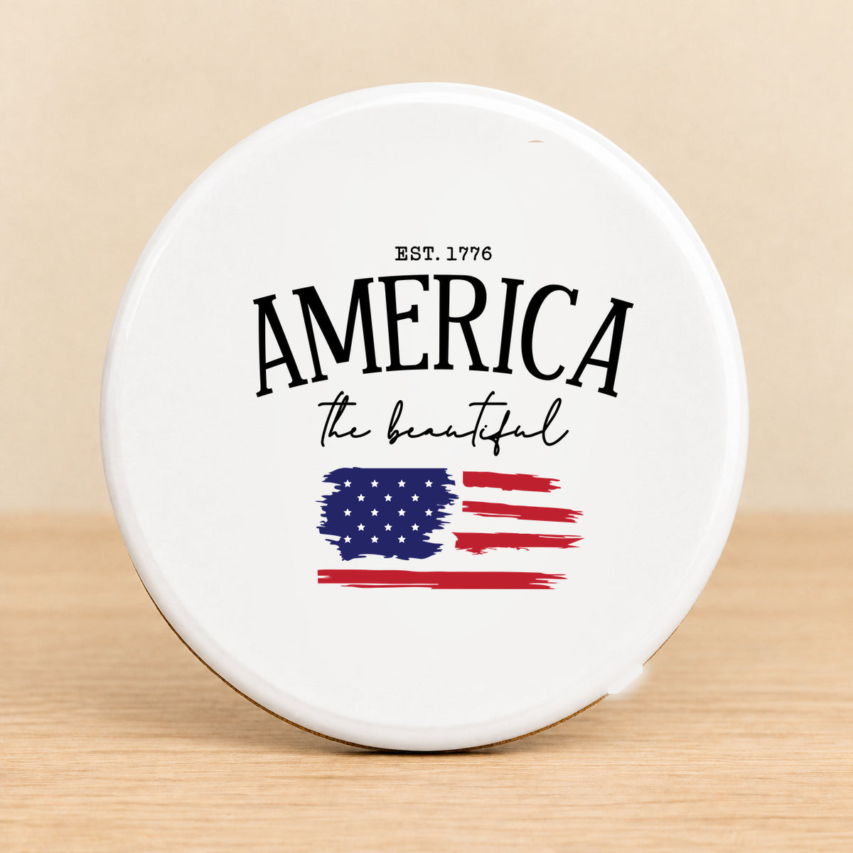 America the Beautiful — Round Ceramic Coaster