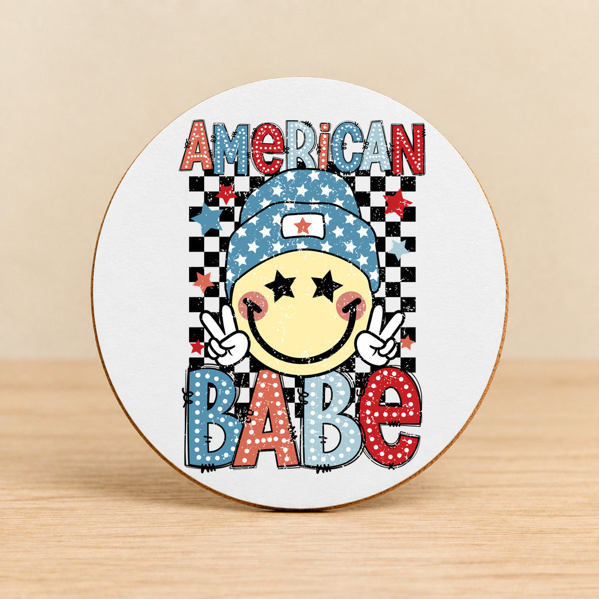 American Babe — Round MDF Coaster