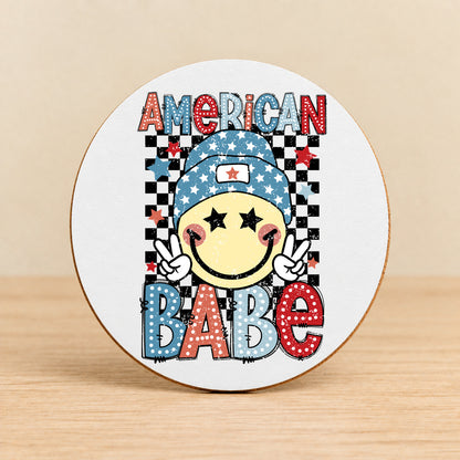 American Babe — Round MDF Coaster