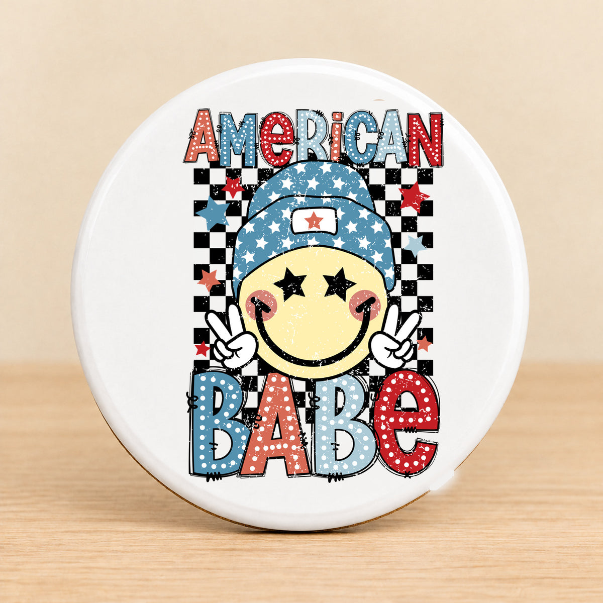 American Babe — Round Ceramic Coaster