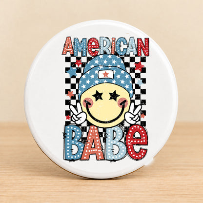 American Babe — Round Ceramic Coaster