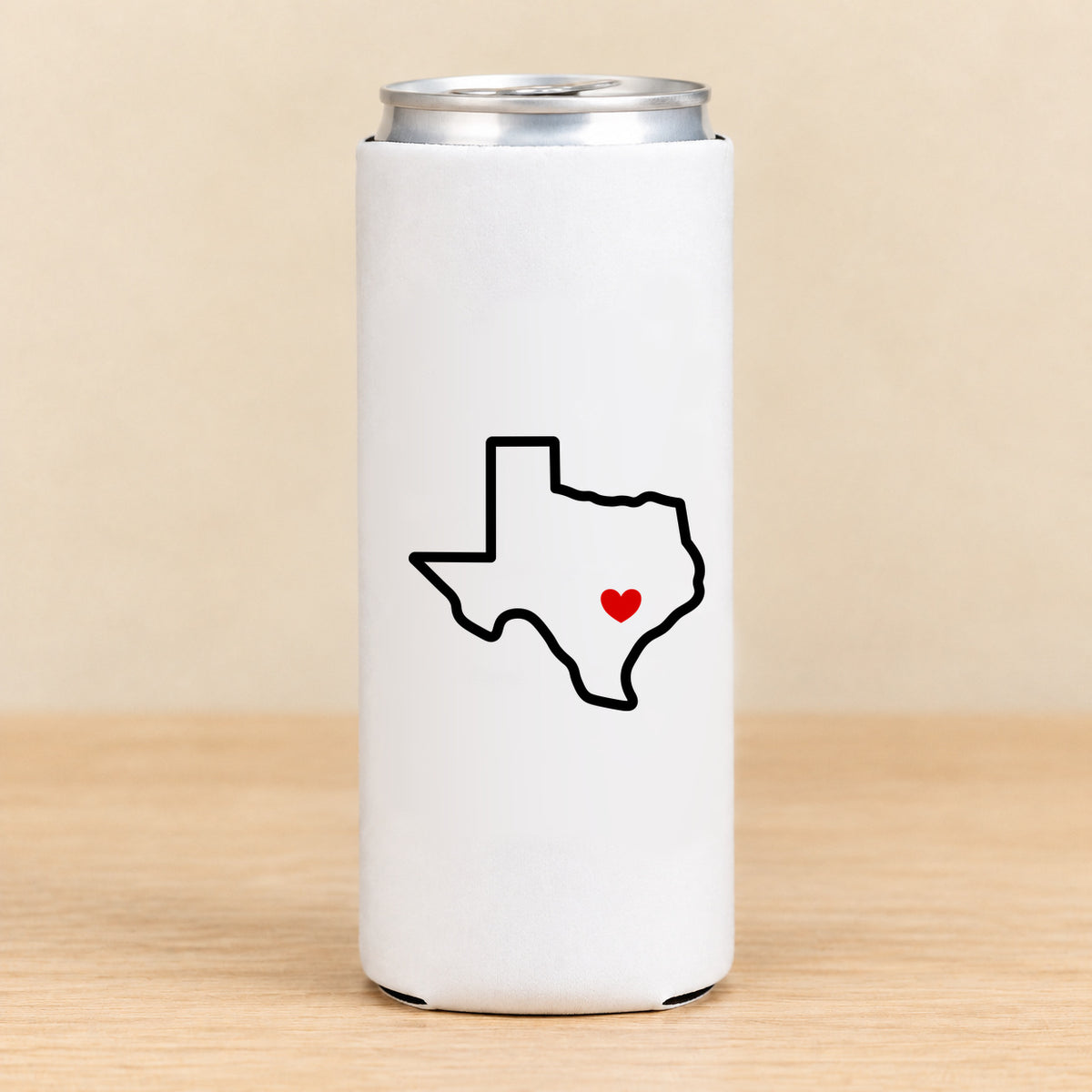 Austin Texas Home Heart — Slim Can Koozie