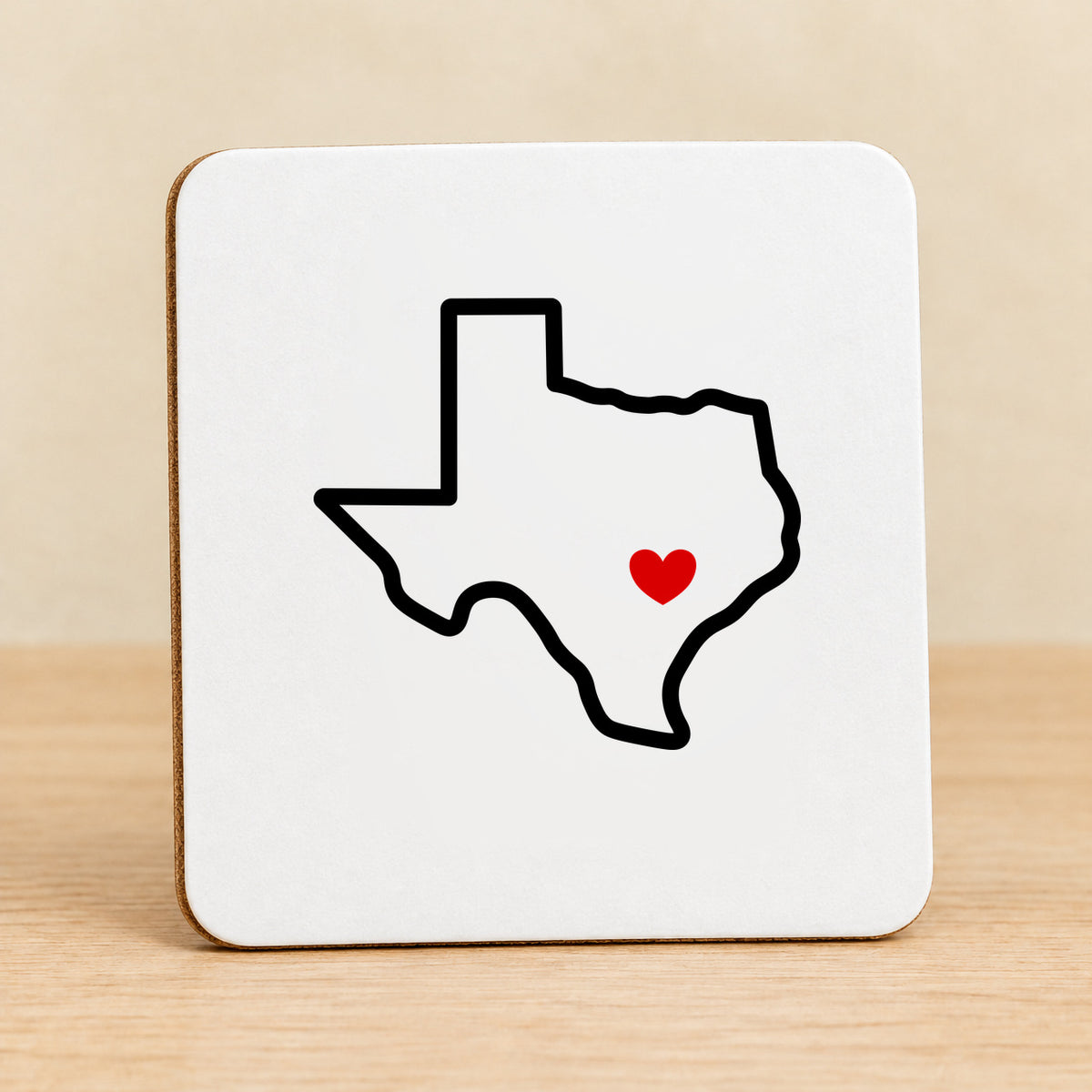 Austin Texas Home Heart — Square MDF Coaster