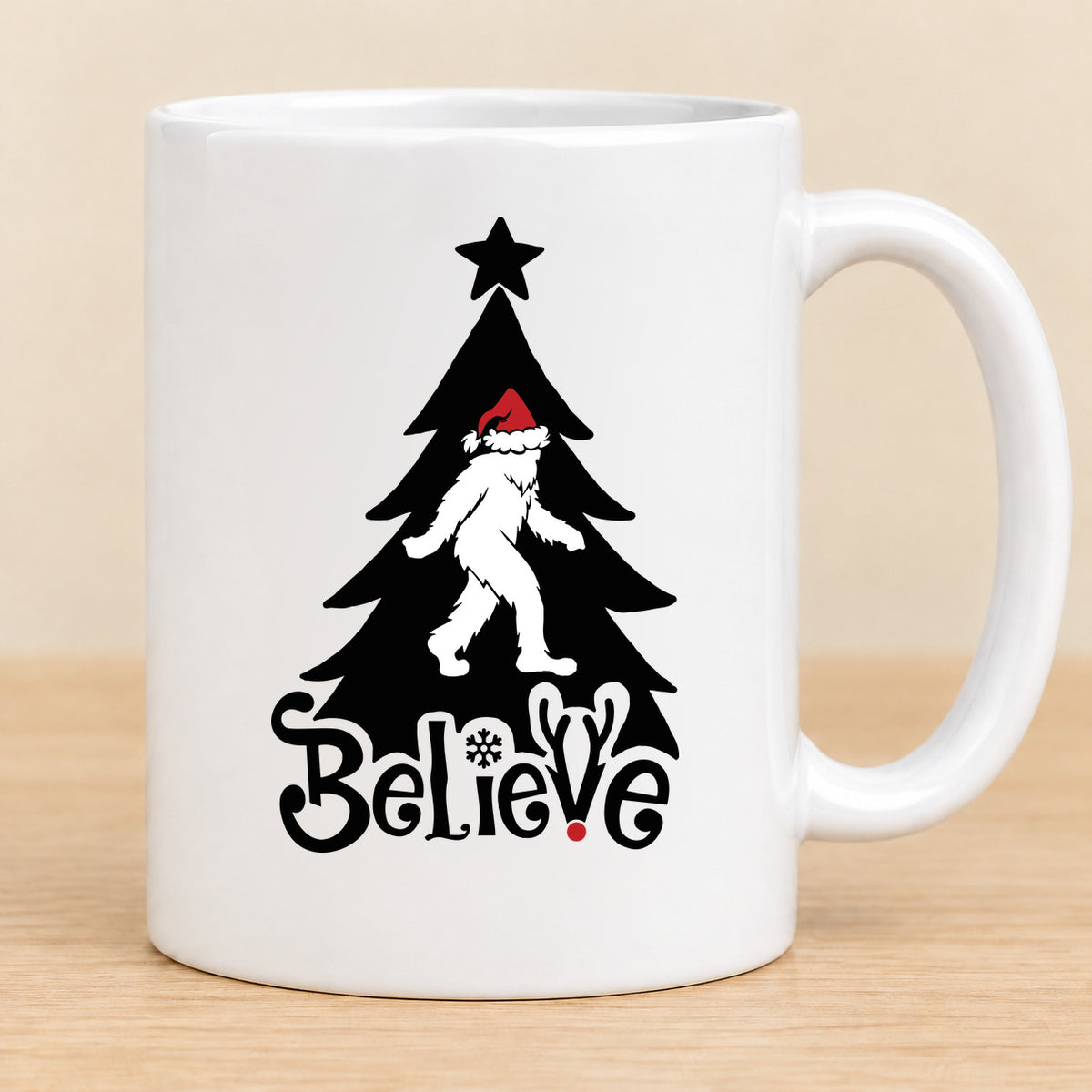 Believe Bigfoot Christmas — 11 oz Ceramic Mug